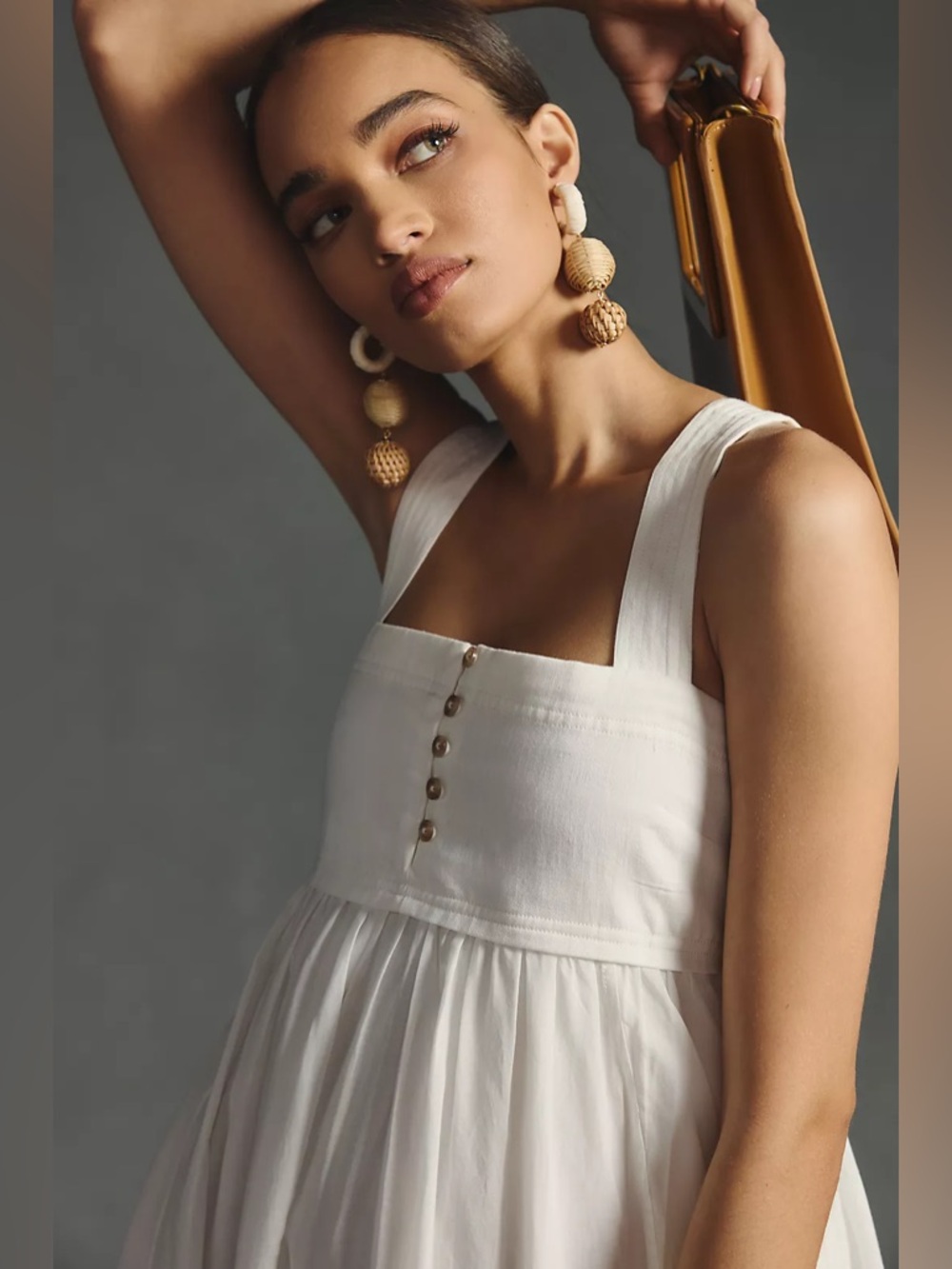 Anthropologie Pilcro White Asymmetrical Babydoll Midi Dress Size XS - Picture 11 of 13
